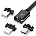 Magnetyczny Kabel Essager 3-w-1 - USB-C, Lightning, MicroUSB - 3m - Czarny