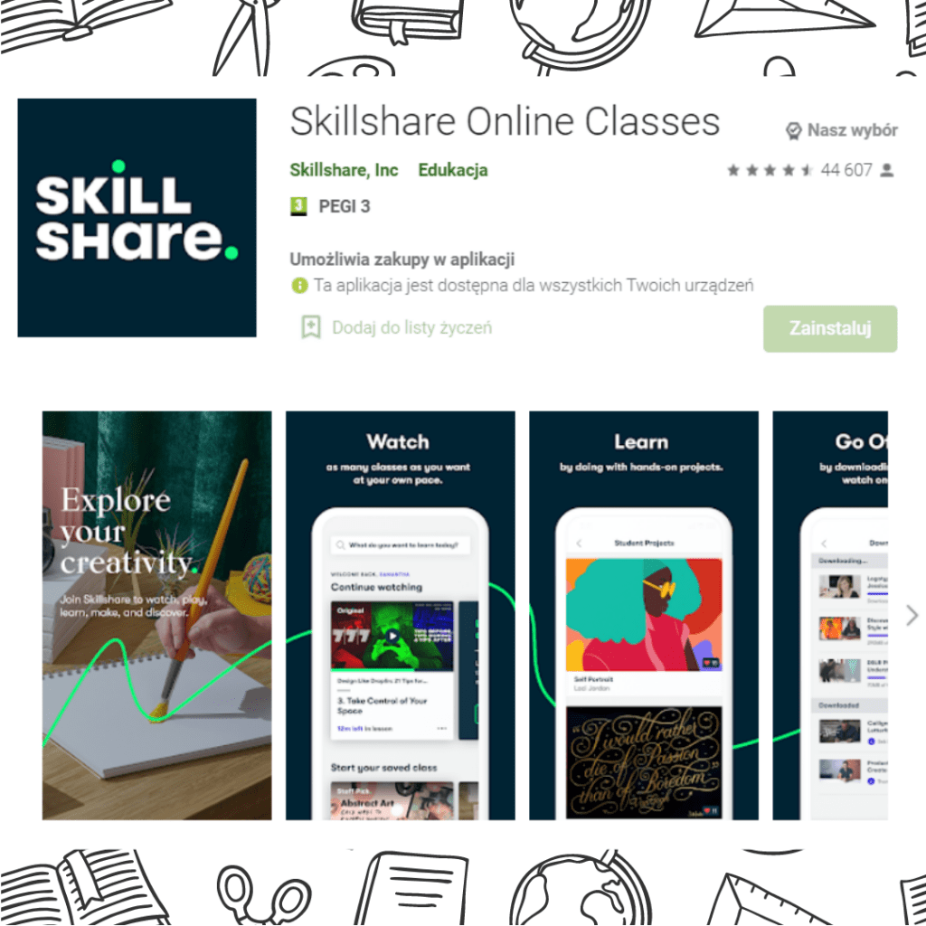 Skillshare Aplikacja do nauki Skillshare