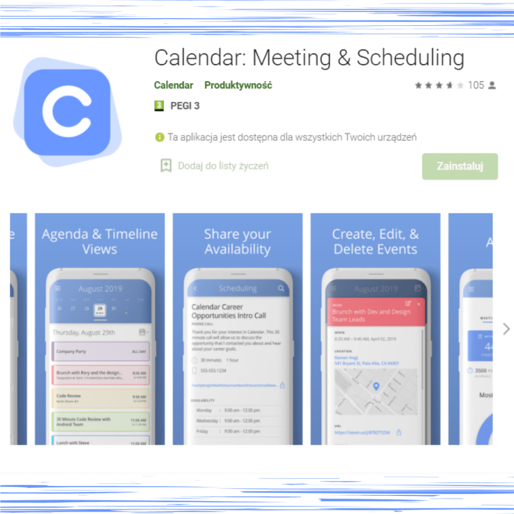 Aplikacja dla Androida Kalendarz