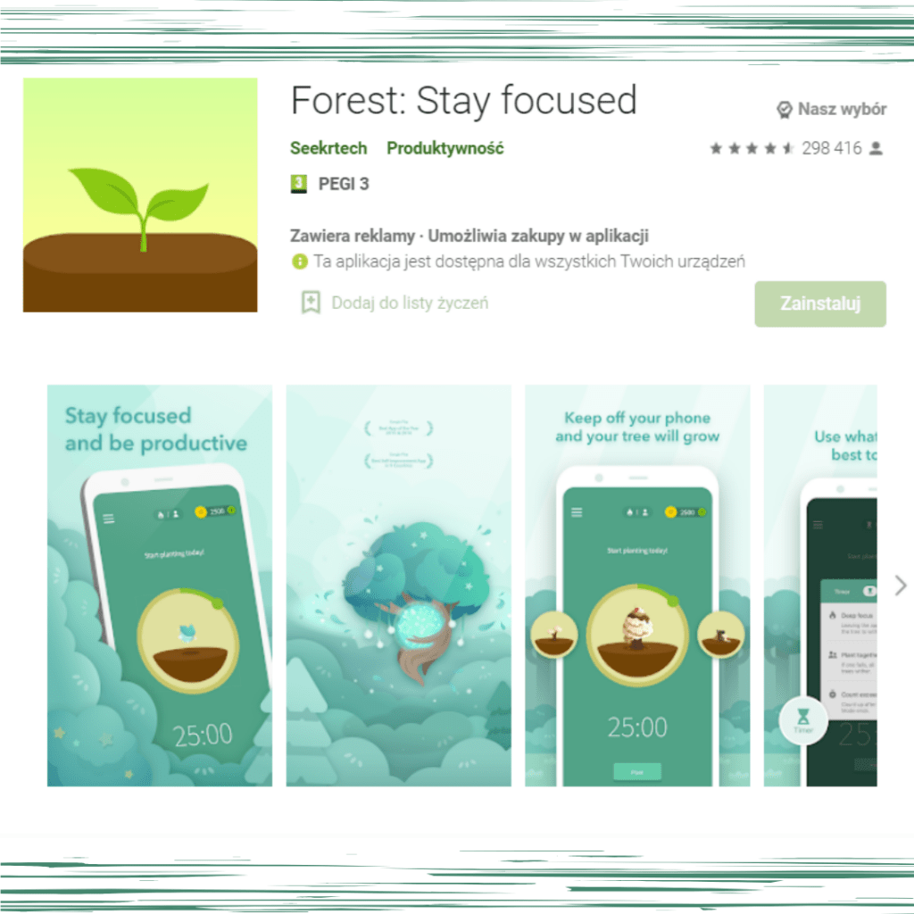 Aplikacja iOS i Android Forest