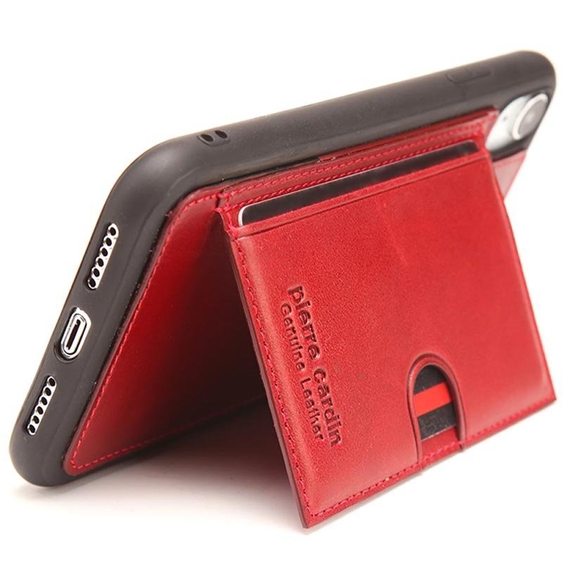 Pierre Cardin powleczone skórą etui z TPU Powleczone skórą etui iPhone XR z podstawką
