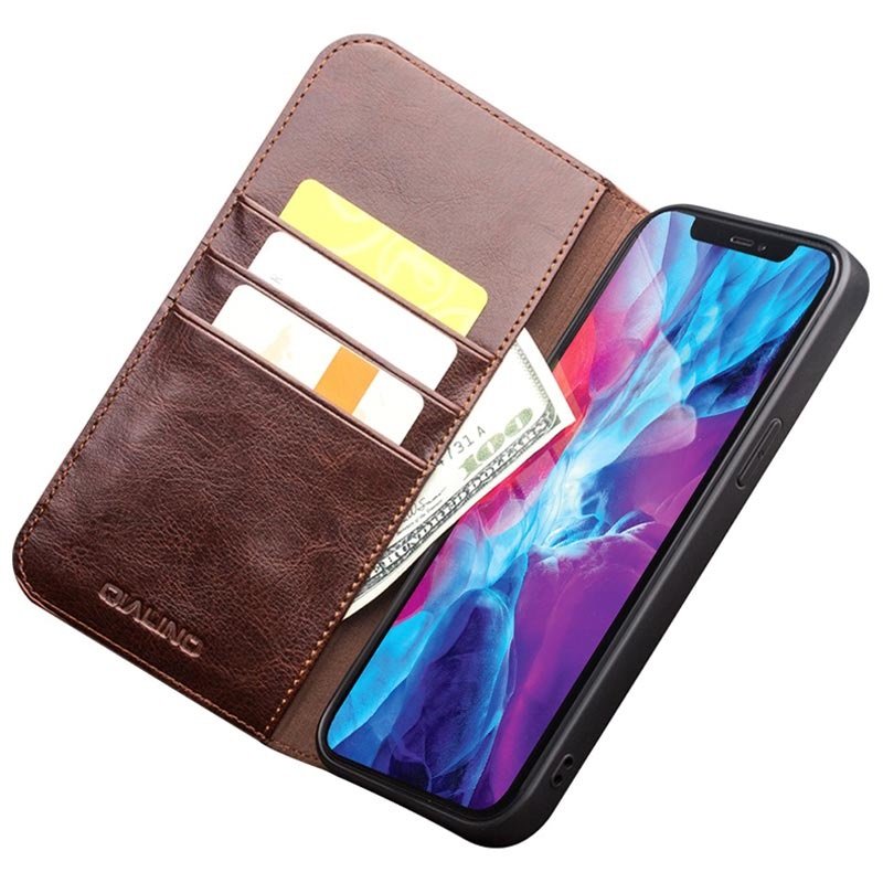 Qialino Classic etui-portfel do iPhone 13 iPhone 13 skórzane etui od Qialino