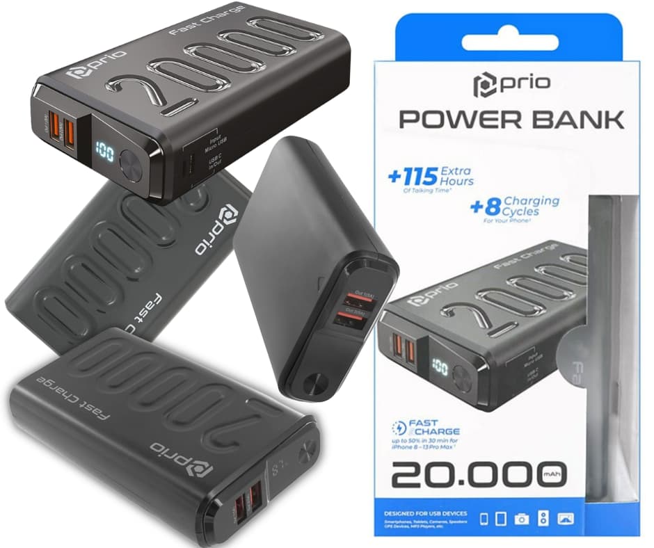 Szybki powerbank Prio Fast Charge Power bank z opcją szybkiego ładowania