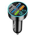 100W 6-portowa szybka ładowarka samochodowa PD/QC3.0 - 2x USB-C, 4x USB-A - czarna