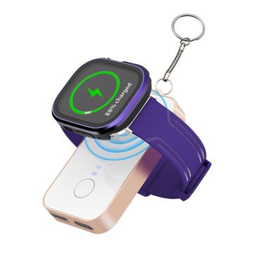 Przenośna ładowarka Mini Magnetic Wireless Power Bank 1200 mAh z brelokiem do iWatch Series - złota