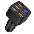 Wieloportowy Szybki Ładowarka Samochodowa BK-360 - 6xUSB-A, 15A - Czerń