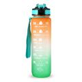 1L sportowa butelka na wodę ze znacznikiem czasu Dzbanek na wodę Szczelny czajnik do picia do biura, szkoły, na kemping (bez BPA) - pomarańczowy/zielony