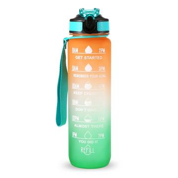 1L sportowa butelka na wodę ze znacznikiem czasu Dzbanek na wodę Szczelny czajnik do picia do biura, szkoły, na kemping (bez BPA)
