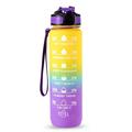 1L sportowa butelka na wodę ze znacznikiem czasu Dzbanek na wodę Szczelny czajnik do picia do biura, szkoły, na kemping (bez BPA) - żółty/fioletowy