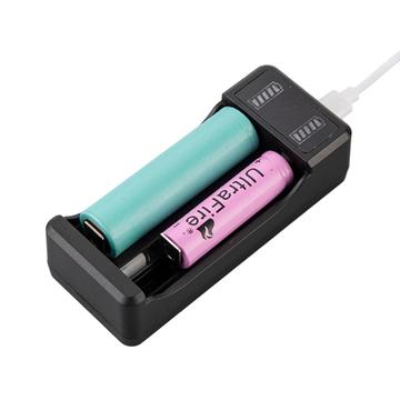 2-gniazdowa inteligentna ładowarka USB do akumulatorów litowo-jonowych - 3.7V/4.2V - czarna