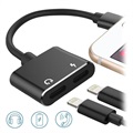 Przejściówka Lightning 2-w-1 - Ładowanie i Audio - Czarna