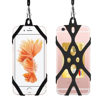 Pasek na szyję 2 w 1 z silikonowym etui do smartfona 6.5" - czarny