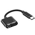 Przejściówka Audio i do Ładowania 2-w-1 USB Typ-C / 3.5mm - Czarna