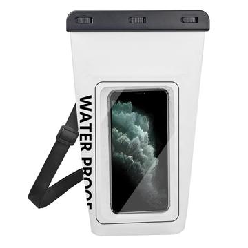 Wodoodporny suchy worek o pojemności 2 l z etui na smartfon z ekranem dotykowym - biały