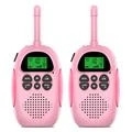 2 sztuki DJ100 Dzieci Walkie Talkie Zabawki Dzieci Interphone Mini ręczny nadajnik-odbiornik o zasięgu 3 km Radio UHF ze smyczą - różowy + różowy