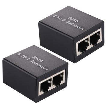 Zestaw 1 do 2 złączy rozgałęźnych RJ45 Wtyczki liniowe LAN Adapter przedłużacza kabla Ethernet - 2 Szt.