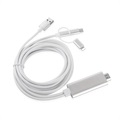 Kabel HDMI 3-w-1 - Lightning, Type-C, MicroUSB