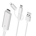 Kabel HDMI 3-w-1 - Lightning, Type-C, MicroUSB