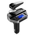 Samochodowa Ładowarka/Transmiter Bluetooth FM 3w1 ze Słuchawką V6 - Czarny