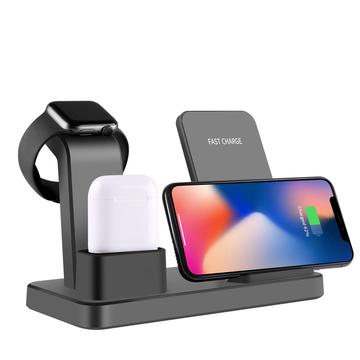 Stojak do szybkiego ładowania bezprzewodowego 3 w 1 do iPhone\'a/Apple Watch/Airpods - czarny