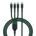 Kabel ładujący USB-C 3 w 1 - Micro USB, USB-C i Lightning - 1.2m - Zielony / Czarny