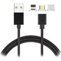 Magnetyczny Kabel 3-w-1 - Lightning, MicroUSB, Typ C - Czarny