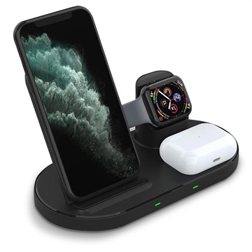 Stacja Ładowania Bezprzewodowego 3-w-1 W55 - iPhone, AirPods, iWatch - Czarna