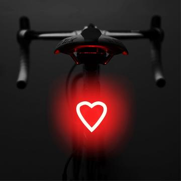3664 Kreatywne tylne światło rowerowe IPX2 Wodoodporne małe światło rowerowe LED z obsługą ładowania USB do jazdy na rowerze na świeżym powietrzu (Otwarte Opakowanie B) - Serce
