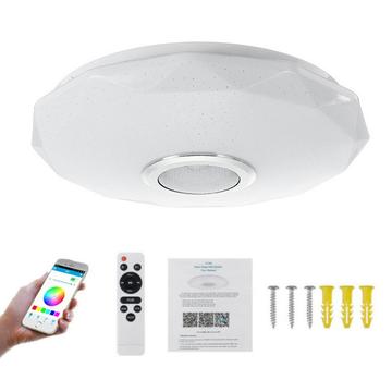 Inteligentna lampa sufitowa LED 36W z pilotem i głośnikiem Bluetooth - kształt diamentu