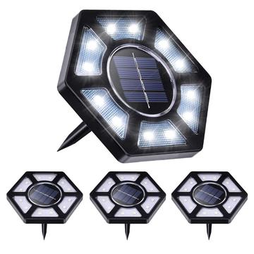 4-pak solarnych lamp gruntowych / wodoodpornych lamp ogrodowych - 12 diod LED w kolorze białym