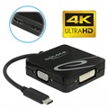 Adapter 4-w-1 Delock 4K USB-C na HDMI/VGA/DVI/DP - Czarny