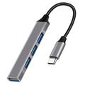 Hub USB-C 4 w 1 z 1x USB 3.0 + 3x USB 2.0 - szary