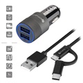 4smarts Zestaw Hybrydowych Szybkich Ładowarek Samochodowych - Ładowarka i Kabel ComboCord - 15.5W