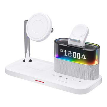Magnetyczna bezprzewodowa stacja ładująca 5 w 1 z budzikiem i lampką nocną - iPhone, AirPods, Apple Watch