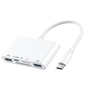 Koncentrator / czytnik kart 5 w 1 USB-C do iPhone\'a, MacBooka i urządzeń USB-C - biały