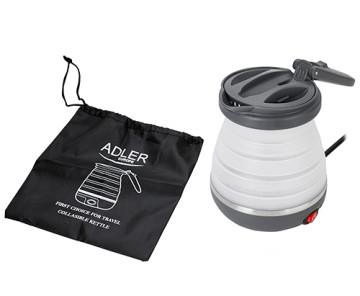 Adler AD 1370UK Czajnik plastikowy 0.6L - silikonowa wtyczka podróżna UK