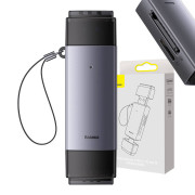 Czytnik kart pamięci SD/TF Baseus Lite Series WKQX060113, USB + USB-C - szary