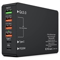 6-Portowa Szybka Ładowarka z USB-C PD & QC3.0 - 65W - Czarna