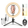 6" 48-diodowa lampa pierścieniowa do selfie + statyw biurkowy + zdalna migawka do transmisji wideo na żywo