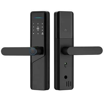 A1 Tuya WiFi Inteligentny zamek do drzwi z czytnikiem linii papilarnych, dynamicznymi hasłami i NFC - czarny