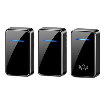 Bezprzewodowy dzwonek do drzwi A80 zasilany przez USB z 2 odbiornikami - czarny