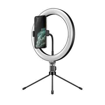 APEXEL APL-FL10JJ13Y 26-centymetrowa lampa pierścieniowa LED do fotografii selfie z uchwytem na telefon na statywie