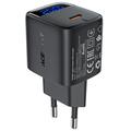 Ładowarka Acefast A113 20W GaN USB-C ze wskaźnikiem zasilania LED - czarna