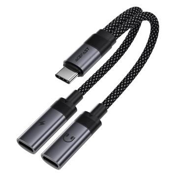 Adapter audio i rozdzielacz USB-C Acefast J14 - szary