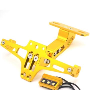 Regulowany uchwyt tablicy rejestracyjnej motocykla ze stopu aluminium CNC Uchwyt teleskopowy ze światłem LED
