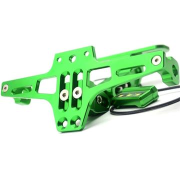 Regulowany uchwyt tablicy rejestracyjnej ze stopu aluminium CNC Uchwyt teleskopowy do oświetlenia rowerowego ze światłem LED - zielony