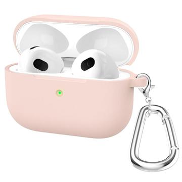 AirPods 3 Silikonowe Etui z Brelokiem A060 - Jasnoróżowe