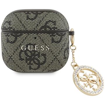 AirPods 4 Guess 4G Strass Charm Etui - brązowy