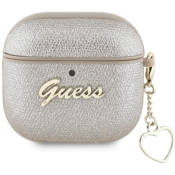 AirPods 4 Guess Metallic Script Charm Etui - złoty