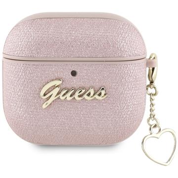 AirPods 4 Guess Metallic Script Charm Etui - różowy